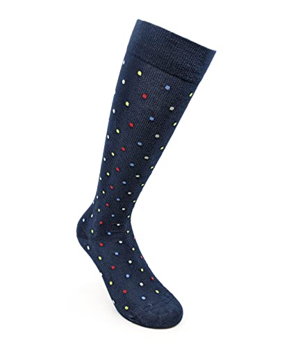Relaxsan FANCY 810-D (Blue pois, Tg.M) Gambaletti compressione graduata 15-21 mmHg Cotone Antiodore - Fantasia unisex uomo donna