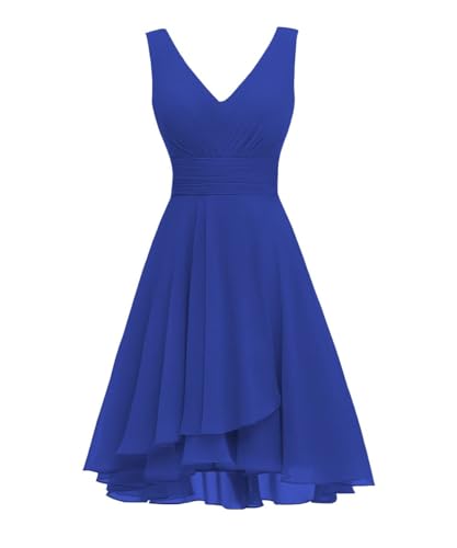 Robe de cocktail courte froncée à col en V WSX500 pour femme