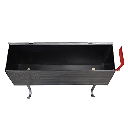 Image of Oakland Living AZ620-SILVER Silver Patriotic Metal Outgoing Mail Flag and Newspaper Hangers Wall Mount Mailbox