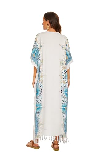 Image of Beautybatik Boho Flora Printed Women Plus Size Kaftan Kimono Loungewear Maxi Long Dress Size XL to 4X