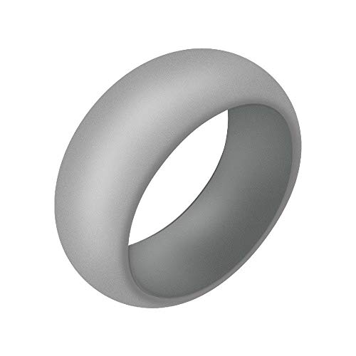 Boolavard Silicone Wedding Ring for Men and Women Affordable Silicone Rubber Band, 7 Pack, 5 Pack & Singles - White, Grey, Silver, Blue (12-21.50mm, Grey)