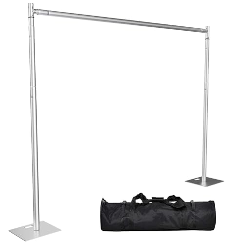 TOCRETOARE Heavy Duty Backdrop Stand, 10x10ft Pipe and Drape Backdrop Stand Kit with Adjustable Telescopic Poles Frame and Metal Base, Background Holder for Parties Wedding Birthday Photography Capacity of up to 22 lbs by TOCRETOARE - Used condition - US$131.59