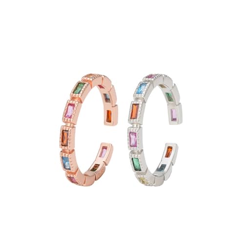 Bagues en argent Sterling S925 pour couples avec un design ajustable à double anneau ouvert