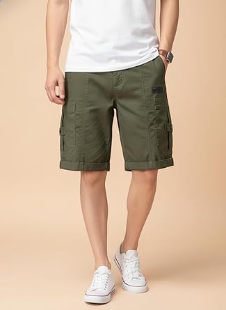Image of Men Cargo Shorts with Drawstring Waist, Side Flap Pockets, Knee Length, Casual Style, Men Shorts || Cotton Short for Men || with Pocket Style