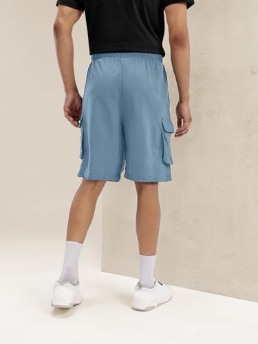 Image of Pinkmint Cargo Shorts for Men Pack of 2 Cotton Lycra Training Gym Shorts for Men Casual Workout Lightweight Summer Shorts with Dual Side Pockets Half Pant for Running, Gym, Walking, Travel