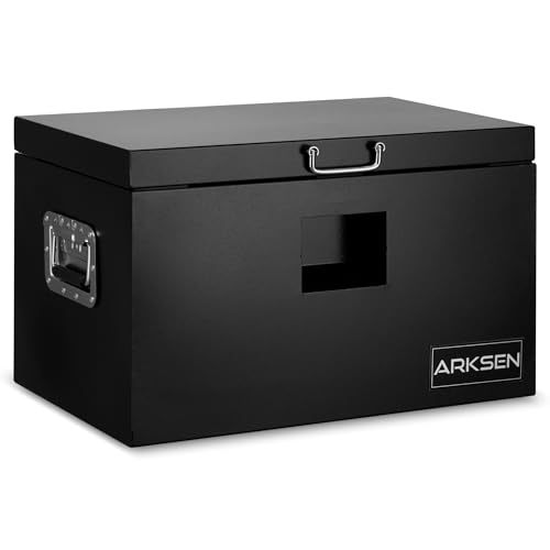 ARKSEN 30 x 15 x 15 Inch Steel Truck Bed Tool Box, Heavy Duty Weather-Resistant Utility Storage Chest for Pickup Trucks, Trailers & RVs, Black