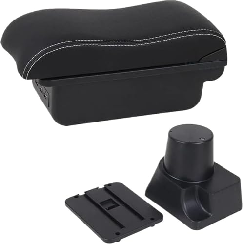 車のアームレスト 用のKia 用のrio 2 2006-2011用カーアームレストボックス 湾曲した収納センターコンソール(B Black white 3)