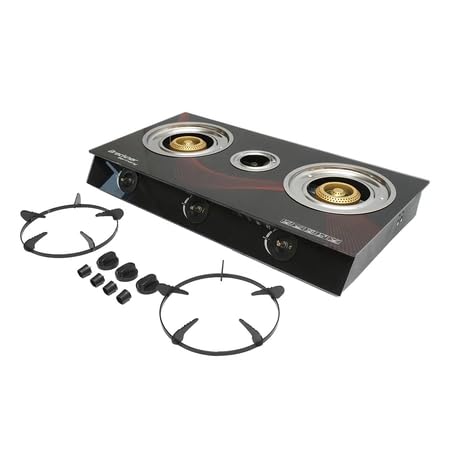 Fornello a gas, piano cottura con 3 bruciatori in ghisa 2,5KW vetro temperato 700x380x94mm, Fornello a gas Campeggio Camper Giardino Breckner Germany - immagine 3