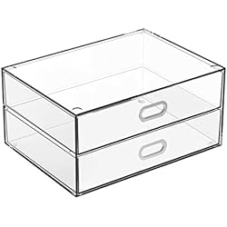 Cajones De Plastico Lidl TIENDA EURASIA - Cajonera, Cajonera Plástico Transparente, Organizador de Escritorio Modular, Cajonera Escritorio de Plastico, Util Cajonera Oficina, Baño (2 cajones, 23 x 17 x 11 cm)