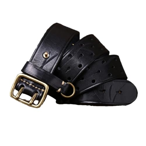 Men’S 3.8CM Luxury Thick Genuine Leather Belt With Double Copper Buckle For Jeans Trousers