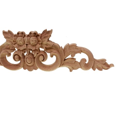 Apliques de madera tallada a mano de 45x10 cm para decoración elegante de muebles 6