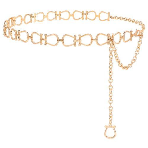 WERFORU Women Metal Link Body Chain Belt Ladies Waist Chain Belts for Jeans Dress