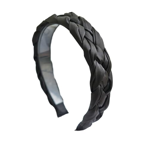 JEBELE Braided Headband for Women-Vintage Fabric High Crown Headband with Non-Slip Teeth, Cute Boho Knotted Hair Band for Women & Teens (23-Black, One Size)