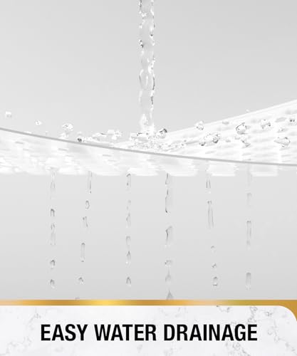 Image of HITSLAM Shower Mat Anti Slip, Square Bath Mat for Tub Non Slip with Suction Cups and Drain Holes, 21x21 Inch Bathroom Shower Stall Floor Mat, Machine Washable, Soft on Feet, White