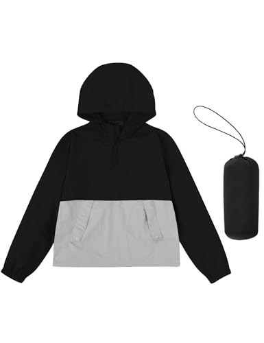 Kids Lightweight Waterproof Hooded Rain Jacket for Spring Fall Winter