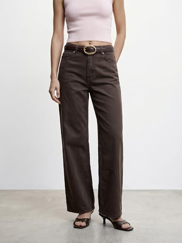 72323 Lyocell Karışımlı Wide Leg Jean-Kahve 38