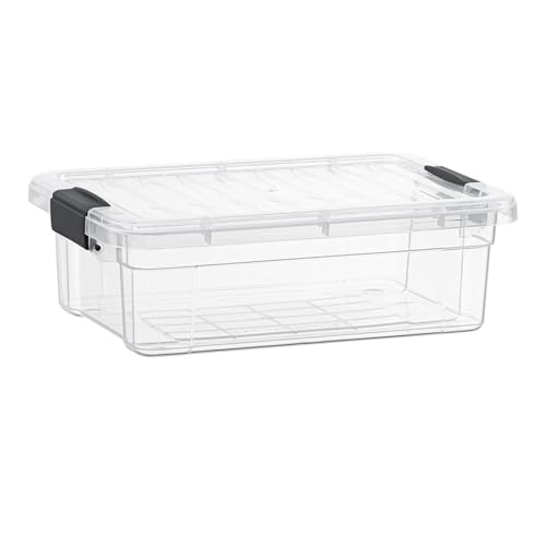 Image of Superio 13.7 Qt Clear Plastic Storage Bins with Lids and Latches, Organizing Containers, Stackable Plastic Bin for Home, Garage, School, and Office