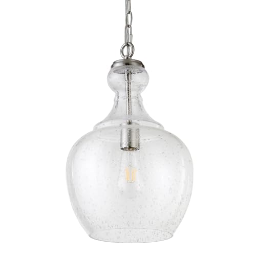Image of Henn&Hart 11 inch Pendant Light Fixture with 6' Adjustable Cord, Brushed Silver