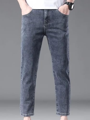 Men’S Fashion Loose Fit Straight Leg Patchwork Denim Pants Button Fly Midweight Ankle Length Casual Skinnies Jeans4