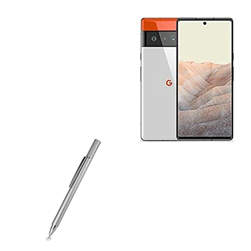 BoxWave Stylus Pen Compatible with Google Pixel 6 Pro - FineTouch Capacitive Stylus, Super Precise Stylus Pen for Google Pixel 6 Pro - Metallic Silver