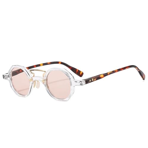 Lunettes de soleil rétro polygonales à rivets avec protection UV400 petit format féminin