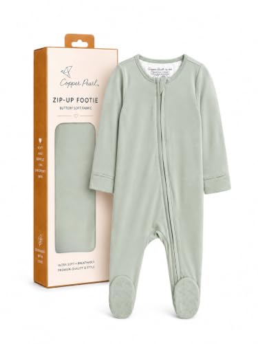 Image of Copper Pearl Zip-Up Footie Baby Pajamas - Soft Newborn Onesies for Boys & Girls, Tag-Free with Two-Way Zipper Baby Sleepers for Newborn - 24 Months, Briar