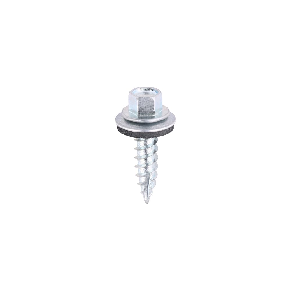 TIMCO Slash Point Screws - Hex - For Timber - Zinc - with EPDM Washer (Size 6.3 x 25-100 Pieces), Silver
