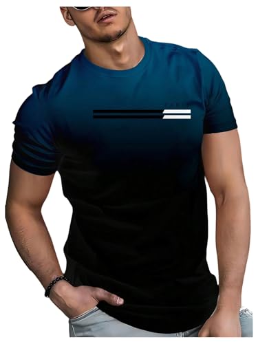 SOLY HUX Men's T Shirts Ombre Short Sleeve Crew Neck Classic Tee Tops Summer Streetwear
