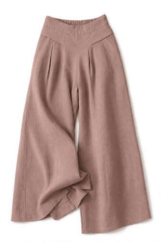 Image of Jawdrobe Women's Pure Cotton Flare Palazzo Pant | Wide Leg Trouser | Casual Office Wear | Relaxed Fit- Semi-Elastic High Waist