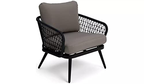 Image of DEVOKO Patio Furniture Set, 4 Pieces Porch Backyard Garden Outdoor Furniture Rope Sofa and Table Set (Black and Grey)