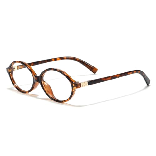 Image of Slocyclub Oval Blue Light Blocking Glasses for Women Men Retro Eyeglasses | Vintage Oval TR90 Frame,Filters harmful blue light, reduces eye strain, Lightweight for daily wear