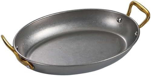 Stainless Steel Nonstick Paella Pan - Oval Seafood & Lobster Cooking Dish with Dual Handles, Uncoated for Home Chef, Ideal Cookware for Spanish Cuisine