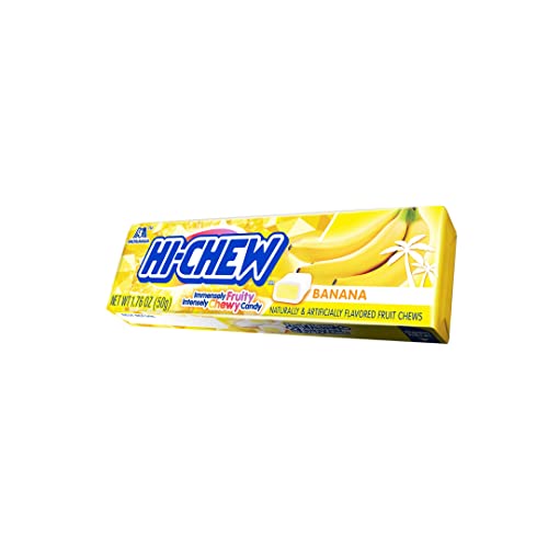 HI-CHEW Banana - Box of 15 Sticks, 1.76oz ea | Unique Fun Soft & Chewy Taffy Candy | Immensely Juicy Fruit Flavors