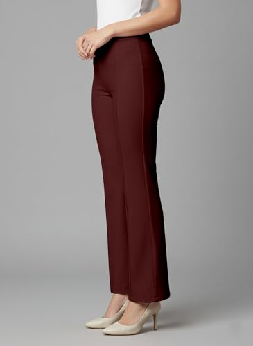 Image of Mehrang Cotton Blend Bootcut Parallel Trouser Pants for Women Regular Fit, Bellbottom Straight Pants for Womens