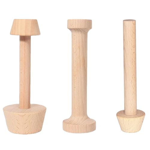 LeyJin Tart Tamper Set Wooden Double Side Pastry Tamper Egg Tart Tamper Cake Pastry DIY Tools for Egg Tart Pasta Cheesecakes and Dessert Baking(3 Pieces)