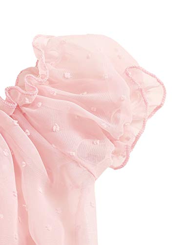 SheIn Women's Self Tie Ruffle Trim Dobby Mesh Lingerie Set Sexy Bra and Panty Small Pink - Image 4