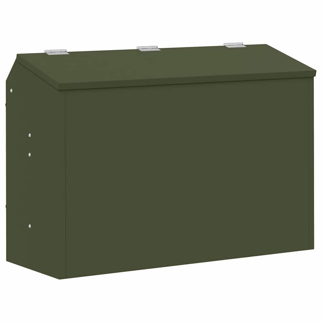 Comedero para conejos verde oliva de acero laminado en frío, 64,5 x 25,5 x 45,5 cm, resistente a la intemperie y al agua, con capacidad de 6 kg, para interior y exterior, práctica solución de