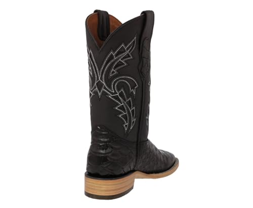 Texas Legacy Mens Black Cowboy Boots Anaconda Snake Print Leather Square Toe3