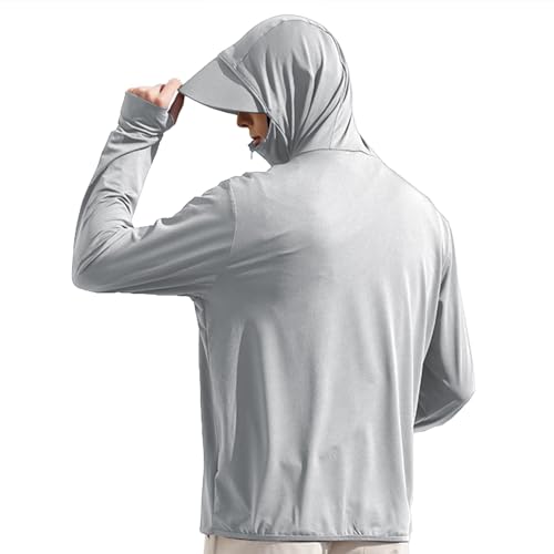 Men's UPF50+ Sun Protection Hoodie Long Sleeve Thumbhole Elastic Quick Dry Sun Shirts Full Zipper Fishing Jacket4