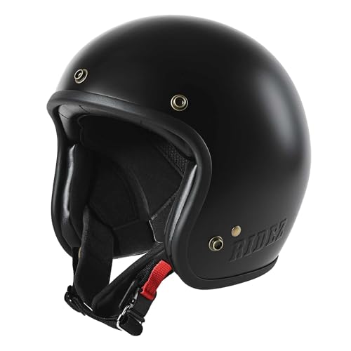 【RIDEZ(ライズ)】 TQ-BK ジェットヘルメット バイク 【あご紐マグネット式】 ブラック Mサイズ(57-58p未満) バイク ヘルメット ジェット ワンタッチ 日本人に合う設計