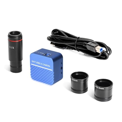 ラボ用顕微鏡アクセサリー 8MP 4K IMX317 センサー USB 3.0 0.5X 顕微鏡カメラ 測定電子デジタル接眼レンズ 修理 PCB はんだ付け用(Camera with Eyepice Kit)