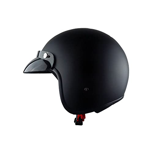 1Storm Motorcycle Mopeds Open Face Helmet Scooter Pilot Half Face Helmet With Peak Visor, Matt Black #TOP1