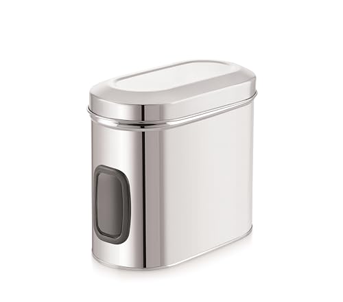 Image of Tosaa Stainless Steel Cover Window Clear Jars for Kitchen Storage Food Spices Canister with Airtight Lid Container Organizer, Tea Coffee & Sugar (2000 Ml)