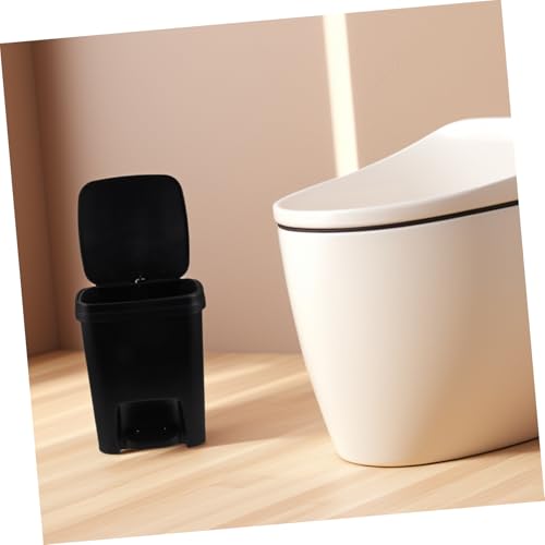 Caneca de basura rectangular con pedal y tapa negra miniatura 5
