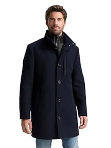 TOM TAILOR Herren 1048486 Wollmantel, 10668 - Sky Captain Blue, XL EU