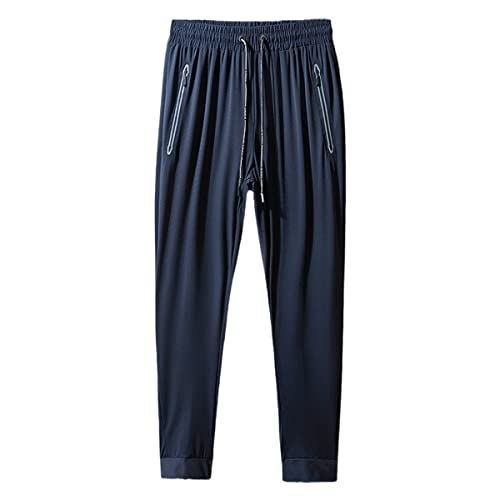 Pantalon d'été pour homme grande taille Roquorl en soie glacée noir foncé taille 34-37