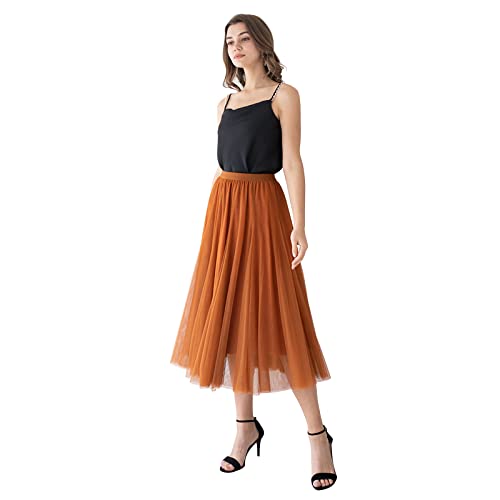 CHICWISH Women's Lilac/Cream/Grey/Pink/Black Layered Mesh Ballet Prom Party Tulle Tutu A-Line Maxi Skirt2