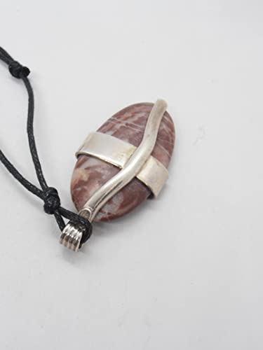 Pendentif en argent 925 véritable et véritable pierre de jaspe rouge taillée à la main - 7