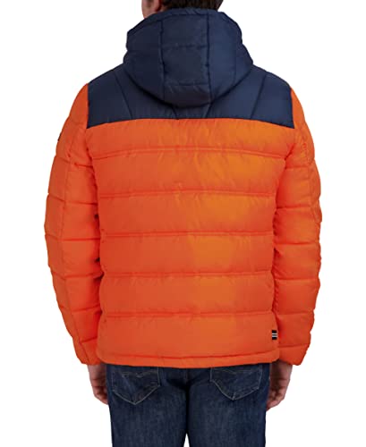 Image of Nautica Men's Midweight Quilted Faux Memory Puffer Jacket -Adjustable Hood Insulated Winter Coat