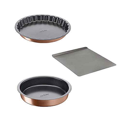 Tefal Airbake Moule à manqué 23cm + Moule à tarte 27cm + Plaque à pâtisserie 30x35cm, Cuisson parfaite, Revêtement antiadhésif, Cuisson saine,...